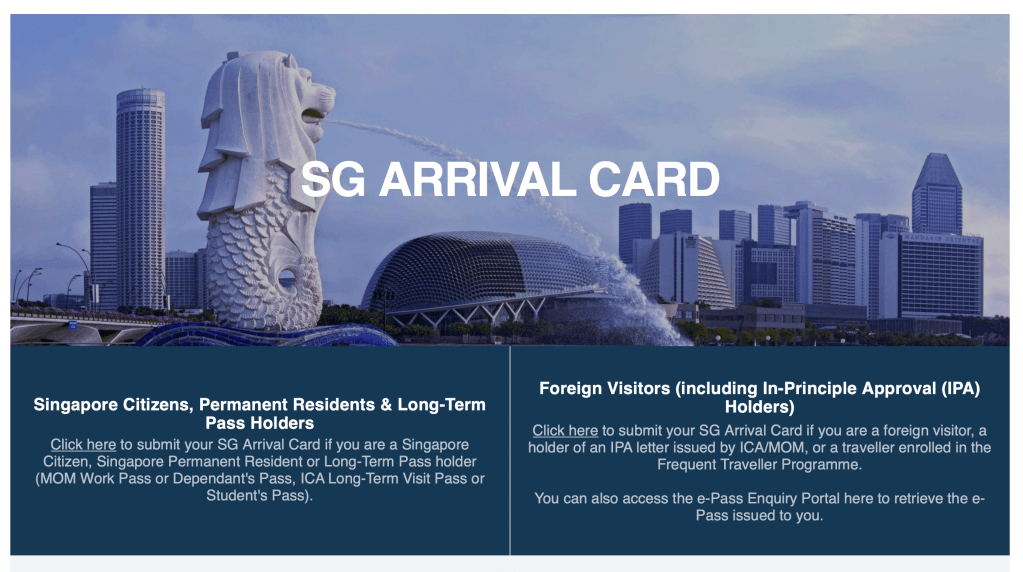 Kinh nghiệm du lịch Singapore - SG Arrival Card