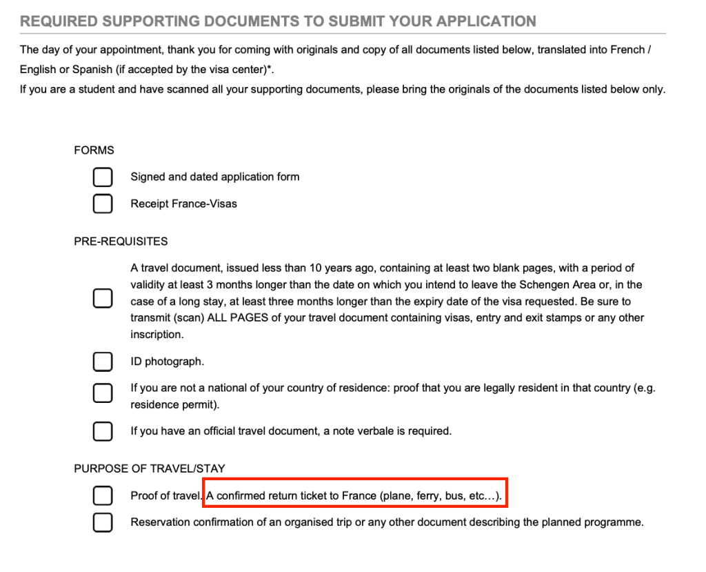 Checklist khi xin visa Schengen từ UK